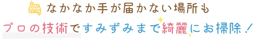 なかなか手が届かない場所もプロの技術ですみずみまで綺麗にお掃除！